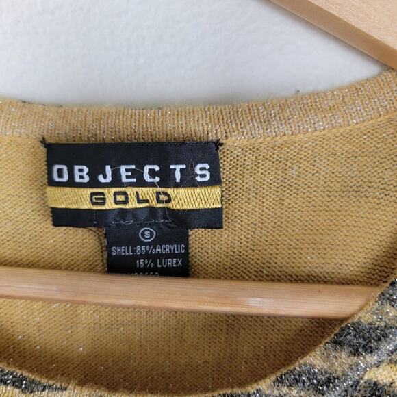 Objects Gold Vintage Leopard Print Sweater Top Womens size S Gold - Picture 9 of 10